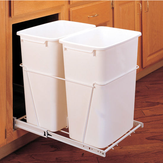 Rev-A-Shelf Double 27 Quart Pullout Waste Container, White