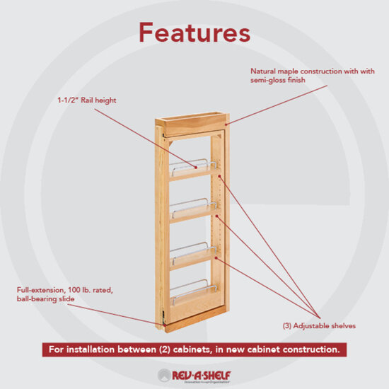 Rev-A-Shelf - 432-WF36-6C - 6 W x 36 H Pull-Out Between Cabinet Wall Filler