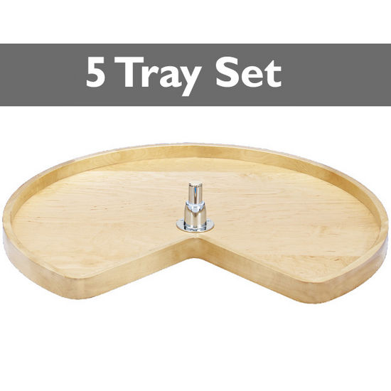 5 Tray Kidney Shaped Wooden Pantry Sets for 90 Degree Corner Pantry