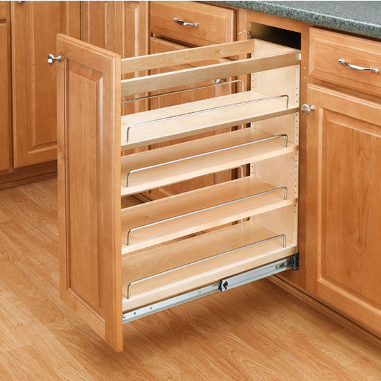 Rev-A-Shelf 3 Inch Width Wood Pull-Out Kitchen Base Cabinet Organizer with  Top Slide, Natural, Min. Cabinet Opening: 3 W x 23 D x 26-3/8 H  438-BC-3C