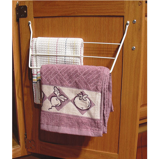 Kitchen Cabinet Door Mount Towel Holders - Chrome or White Wire - by Rev-A- Shelf