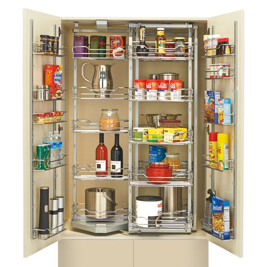 Rev-A-Shelf Chef's Roll-out Pantry with Door Storage, Chrome