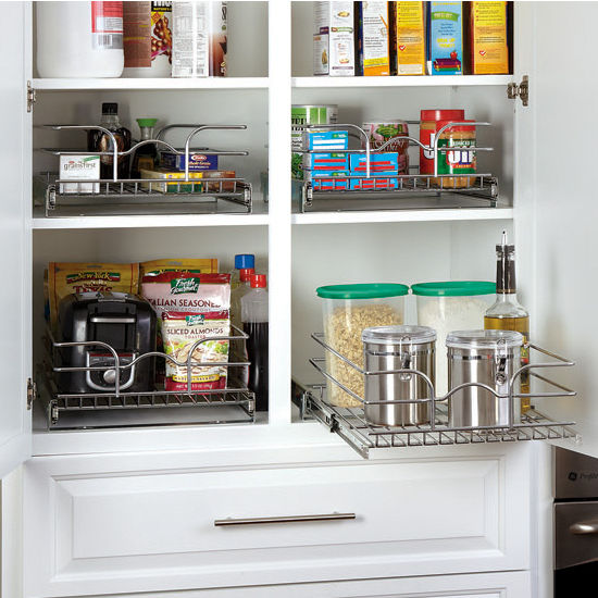 Storage Baskets - Kitchen Cabinet Chrome Pull-Out Wire Baskets w