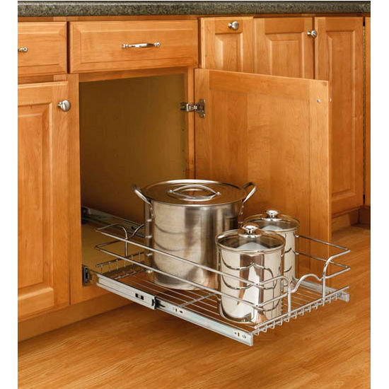 storage baskets - kitchen cabinet chrome pull-out wire baskets w