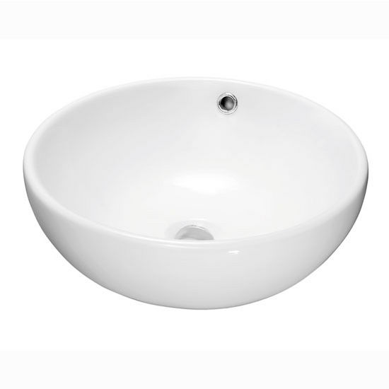 Dawn Sinks® Bathroom Vessel Above Counter Round Ceramic Art Basin with Overflow in White, 17" Diameter x 6-3/4" H