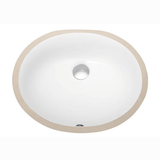 Dawn Sinks® Bathroom Under Counter Oval Ceramic Basin with Overflow in White, 19-1/4" W x 15-7/8" D x 8-1/8" H