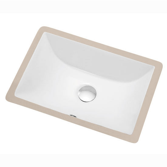 Dawn Sinks® Bathroom Under Counter Rectangle Ceramic Basin with Overflow in White, 18-1/8" W x 13" D x 7-1/8" H