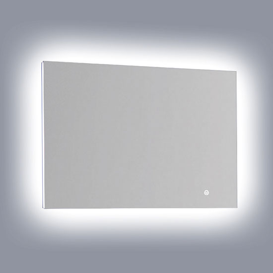 Dawn Sinks Horizontal LED Backlit Wall Mount High Gloss Aluminum Mirror with Silhouette Lighting, 31-1/2" W x 1-1/4" D x 23-5/8"H