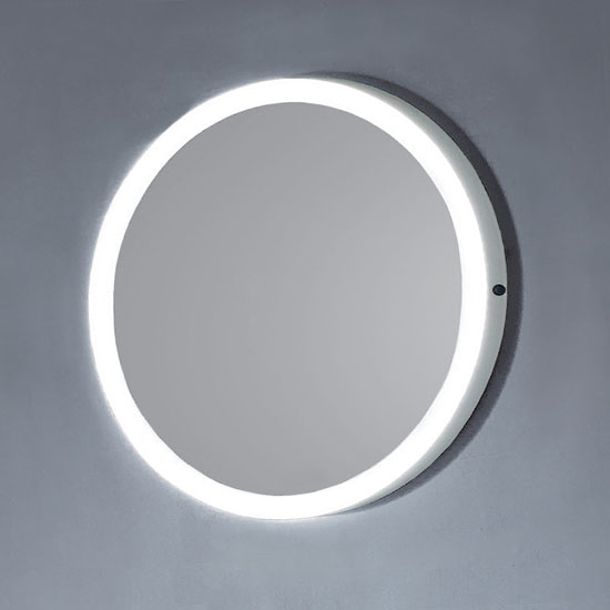 Dawn Sinks 23" LED Backlit Circular Mirror in White Finish, 23-5/8" Diameter x 1-1/4" D