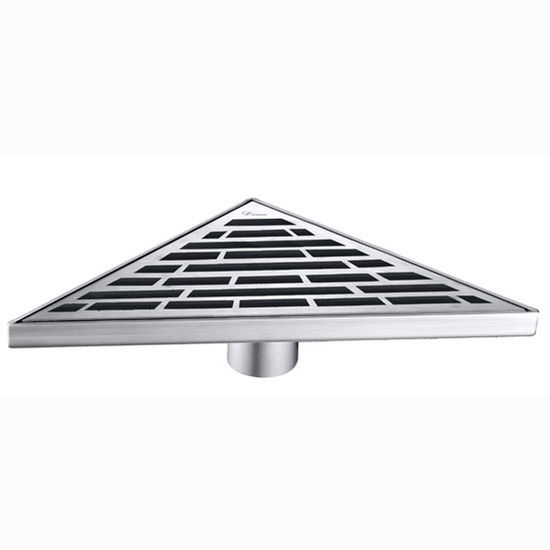 Dawn Sinks® Amazon River Series Triangle Stainless Steel Shower Drain in Polished Satin Finish, 14-1/8" W x 7-3/16" D x 3-1/8" H