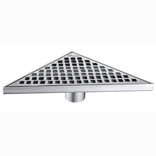 Dawn Sinks® Brisbane River Series Triangle Stainless Steel Shower Drain in Polished Satin Finish, 14-1/8" W x 7-3/16" D x 3-1/8" H
