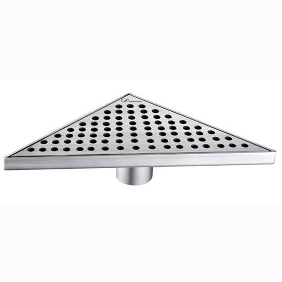Dawn Sinks® Rhone River Series Triangle Stainless Steel Shower Drain in Polished Satin Finish, 14-1/8" W x 7-3/16" D x 3-1/8" H