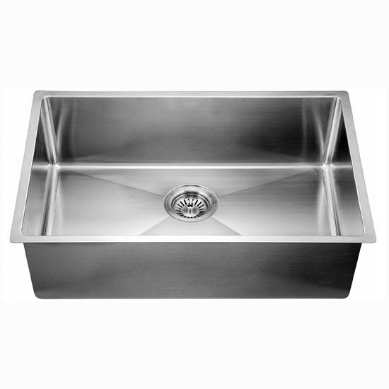 Dawn Sinks® Kitchen Stainless Steel Undermount Extra Small Corner Radius Rectangle Single Bowl in Polished Satin Finish, 44" W x 18-1/2" D x 10" H