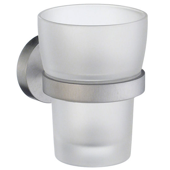 Smedbo Home Line Brushed Chrome Holder with Frosted Glass Tumbler