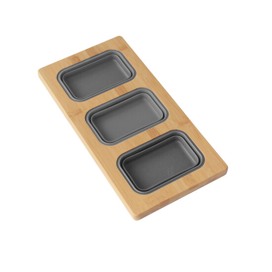 AZUNI Workstation Sink Bamboo Serving Board set with 3 Collapsible Containers