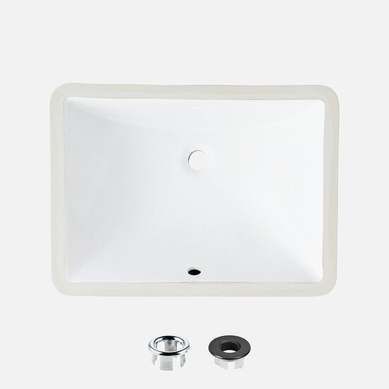 18" W Rectangular Undermount Bathroom Sink with Overflow with 2 Overflow Finishes, 18-1/4" W x 13" D x 7" H