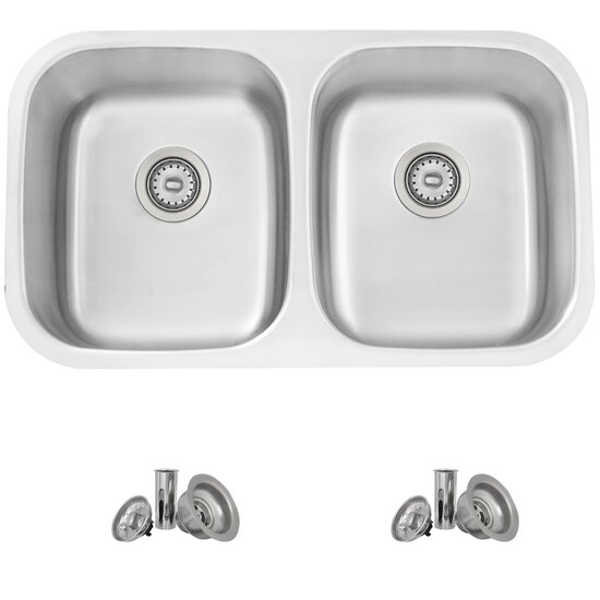 No Grid - 18 Gauge Kitchen Sink With Included Strainers (x2)