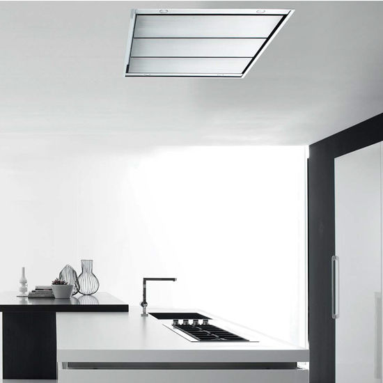 Sirius SUT950 Island Ceiling Mount Range Hood, External Blower, Stainless Steels (not included), 4 Speed Remote Control, 4 Dichroic Lamps