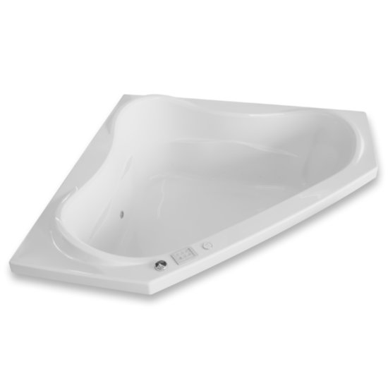 Valley Acrylic Vita 60" W x 60" D White Acrylic Corner Drop In Bathtub with Large Contoured Interior, 59-3/4" W x 59-3/4" D x 22" H