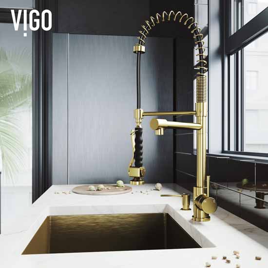 Vigo Matte Gold with Soap Dispenser Lifestyle 1