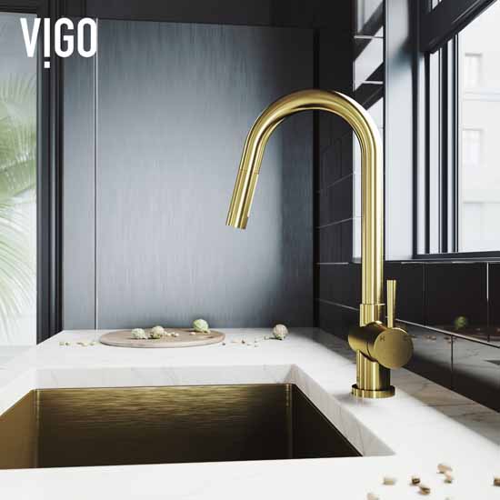 Vigo Matte Gold Faucet Lifestyle View
