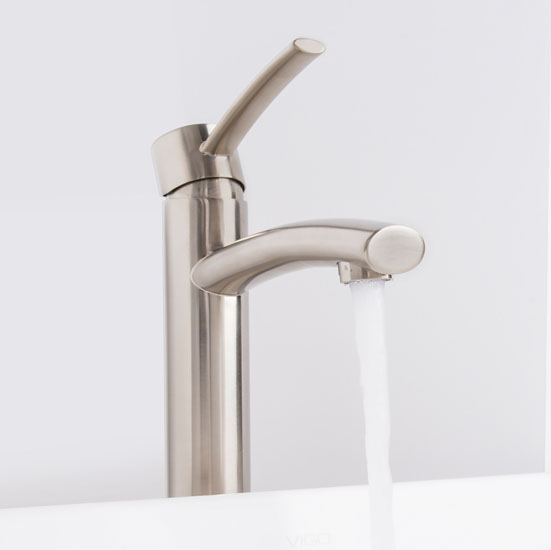 Vigo Milo Vessel Bathroom Faucet in PVD Brushed Nickel, Faucet Height: 12-1/2", Spout Height: 9-1/2", Spout Reach: 5"   
