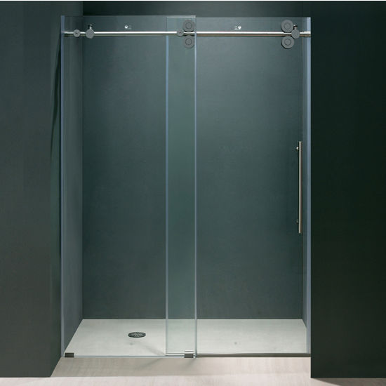 Vigo 56'' Frameless Shower Door 3/8'' Thick Clear Tempered Glass and Chrome Hardware, 29-3/4'' W Door Size x 74'' Door Height