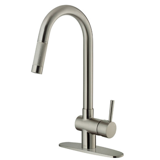 Vigo Pull-Out Spray Kitchen Faucet with Deck Plate, Stainless Steel ...