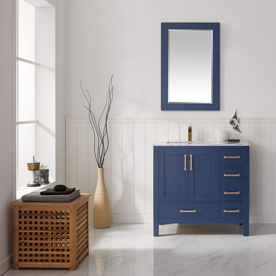 Vinnova Bathroom Vanity 36'' Lifestyle View Front Blue