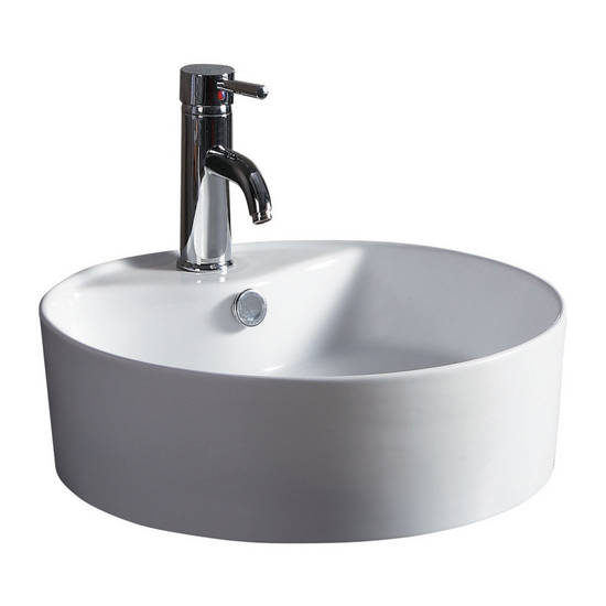 Wells Sinkware China Luxe Collection- Geometrix Above Counter Round Bathroom Sink White