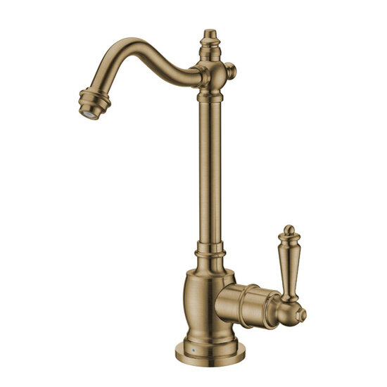 Whitehaus Point of Use Cold Water Drinking Faucet with Traditional Swivel Spout, Antque Brass