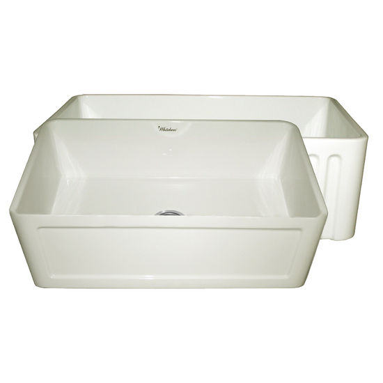 Whitehaus Reversible Series Fireclay Sink with Concave Front Apron, Biscuit, 30"W x 18"D x 10"H