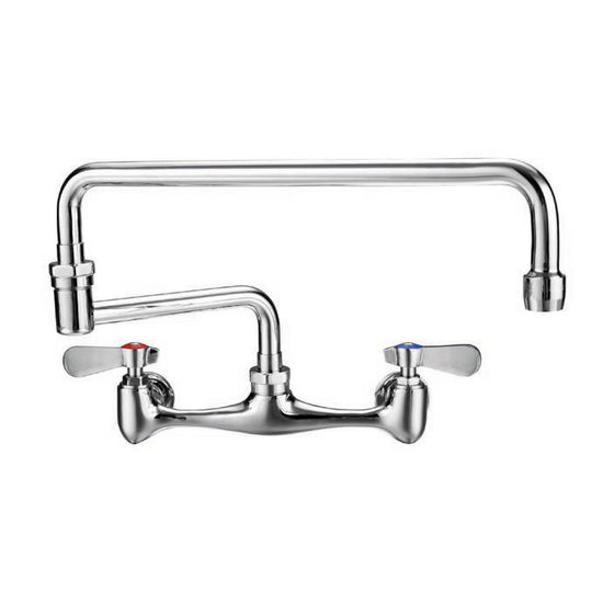 Whitehaus Wall Mount Laundry Faucet with Double Jointed Retractable Swing Spout, Polished Chrome, 18" Spout Height