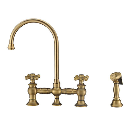 Vintage III Plus Bridge Faucet with Cross Handles, Long Gooseneck ...