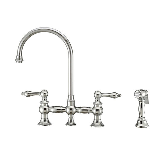 Vintage III Plus Bridge Faucet with Lever Handles, Long Gooseneck ...