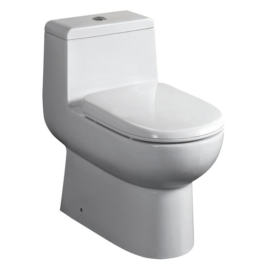 Whitehaus Magic Flush Eco-Friendly One Piece Toilet, Siphonic Action Dual Flush System, Elongated Bowl, 1.6/1.1 GPF Capacity, 15-1/4"W x 26-1/4"D x 26-5/8"H