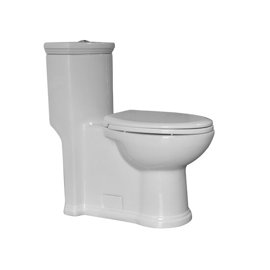 Whitehaus Magic Flush Eco-Friendly One Piece Toilet, Siphonic Action Dual Flush System, Elongated Bowl, 1.3/0.9 GPF Capacity, 15"W x 28-1/2"D x 31"H