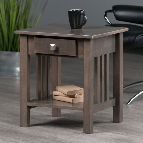 Winsome Wood Stafford Collection Accent Table, Oyster Gray