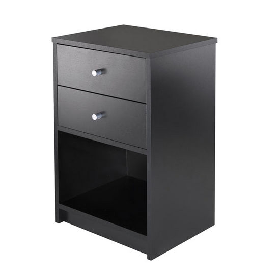 Winsome Wood Ava Accent Table with 2 Drawers in Black Finish in Black, 15-3/4''W x 12-11/16''D x 23-3/4''H
