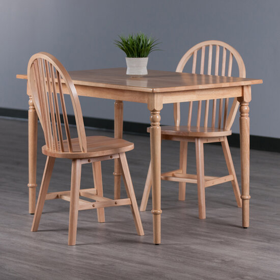 Winsome Wood Ravenna Collection 3-Piece Dining Table with Windsor Chairs, Natural