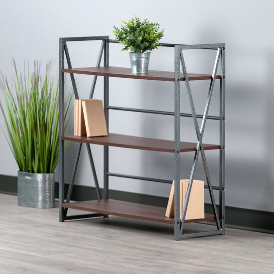 Winsome Wood Leo Wide 2-Tier Storage Shelf, Espresso