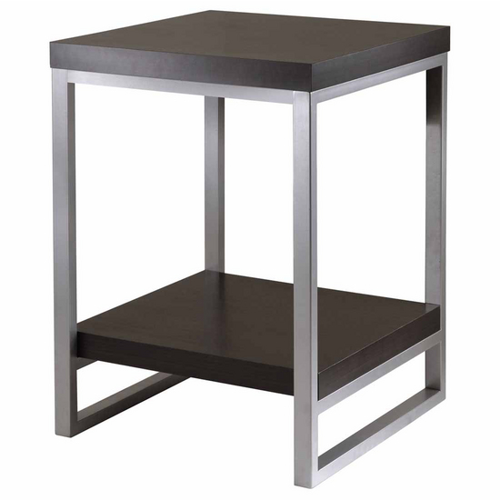 Winsome Wood Jared End Table with Enamel Steel Tube Legs with Black Finish