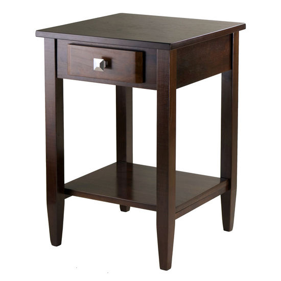 Winsome Wood WS-94118, Richmond End Table Tapered Leg, Antique Walnut, 17.95'' W x 18.68'' D x 25.98'' H