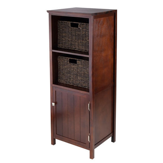 Winsome Wood 3pc Brooke Jelly Cupboard with 2 Baskets in Antique Walnut