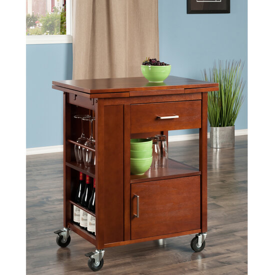 Winsome Wood Gregory Collection Extendable Top Kitchen Cart, Walnut