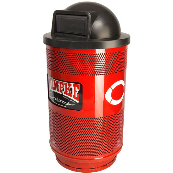 Witt - 55 Gal. Custom Logo Unit with Standard Ad Openings - Dome Top Lid and Plastic Liner